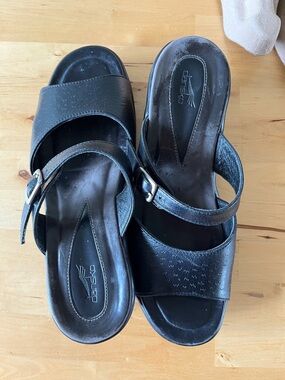 Dansko Black Leather Sandals